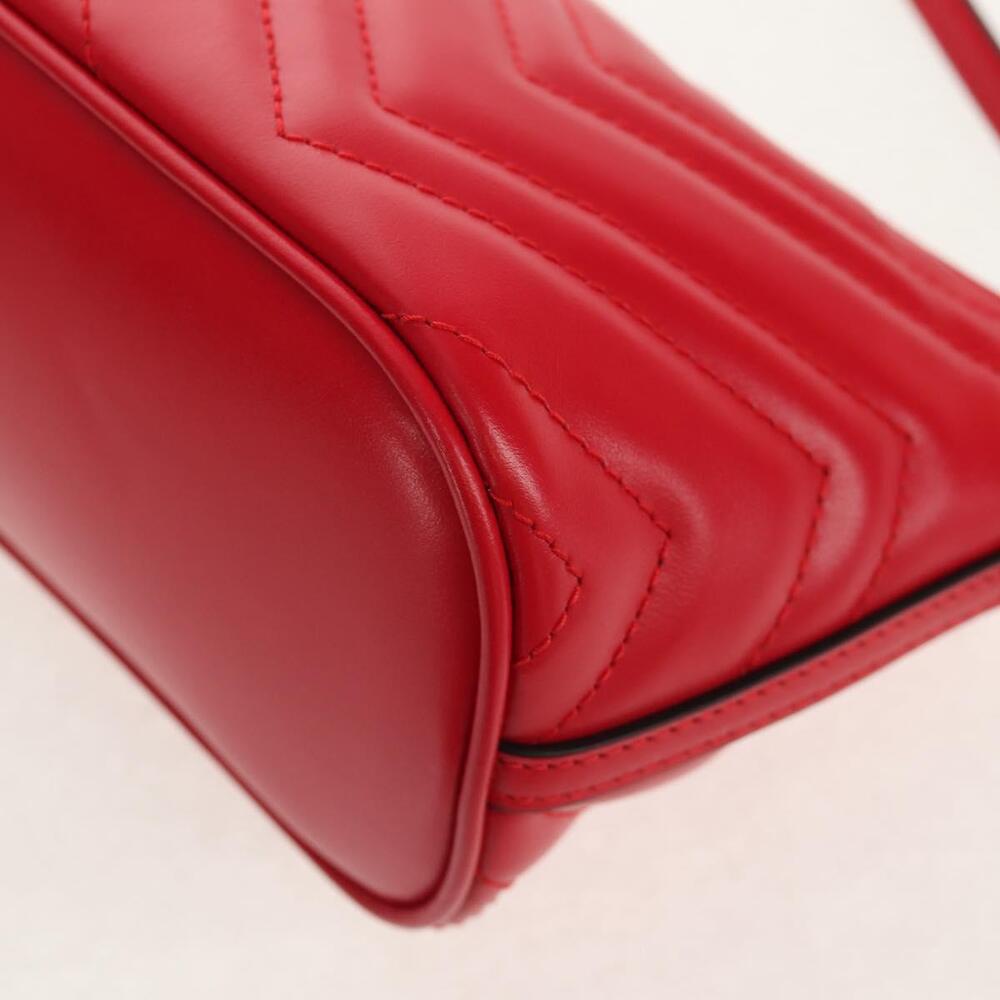 GUCCI GG Marmont Accessory Pouch Leather Red Gold 739166 Auth ka600V - Picture 16 of 16